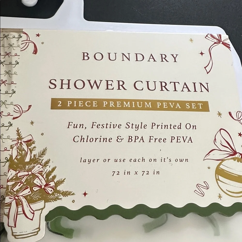 Boundary set of two Christmas bow peva shower curtains